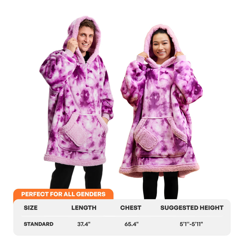 Adult Sherpa Wearable Blanket-Purple Tie Dye