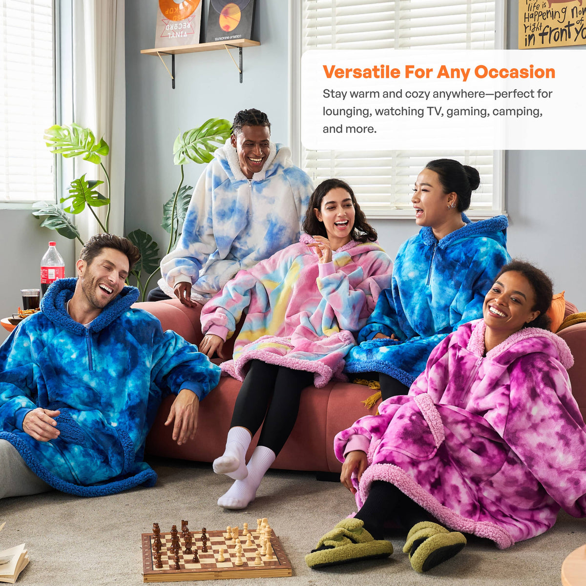 Adult Sherpa Wearable Blanket-Purple Tie Dye Adult Sherpa Wearable Blanket-Purple Tie Dye