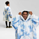 Adult Sherpa Wearable Blanket-Light Blue Tie Dye