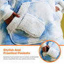 Adult Sherpa Wearable Blanket-Light Blue Tie Dye