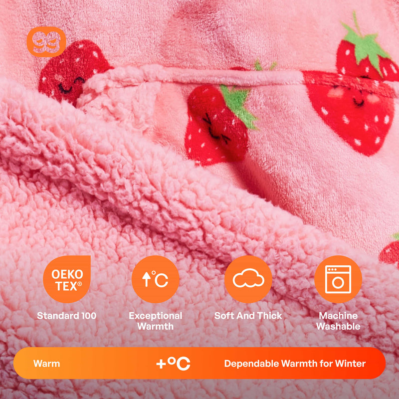 Adult Sherpa Wearable Blanket-Strawberry