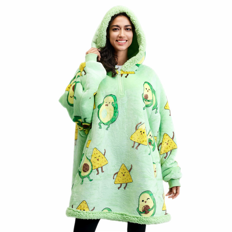 Adult Sherpa Wearable Blanket-Avocado