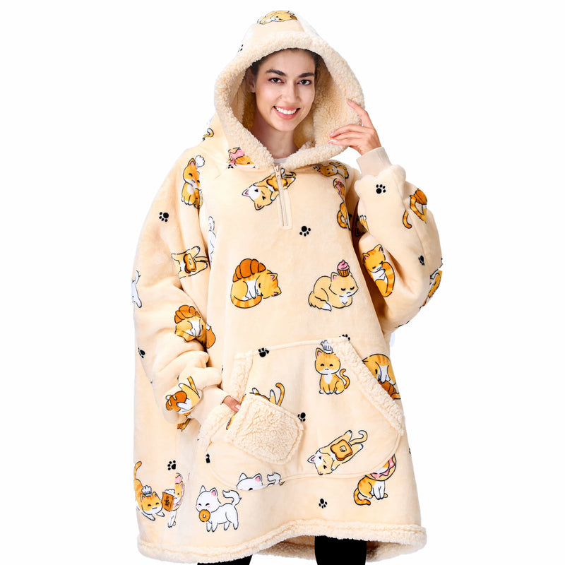 Adult Sherpa Wearable Blanket-Cat