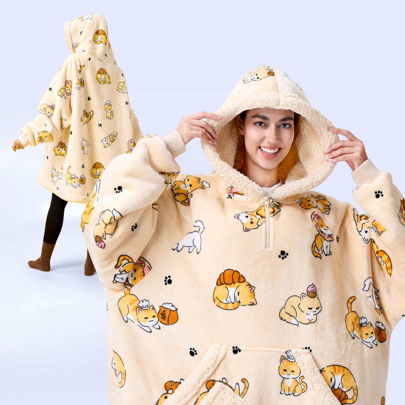 Adult Sherpa Wearable Blanket-Cat