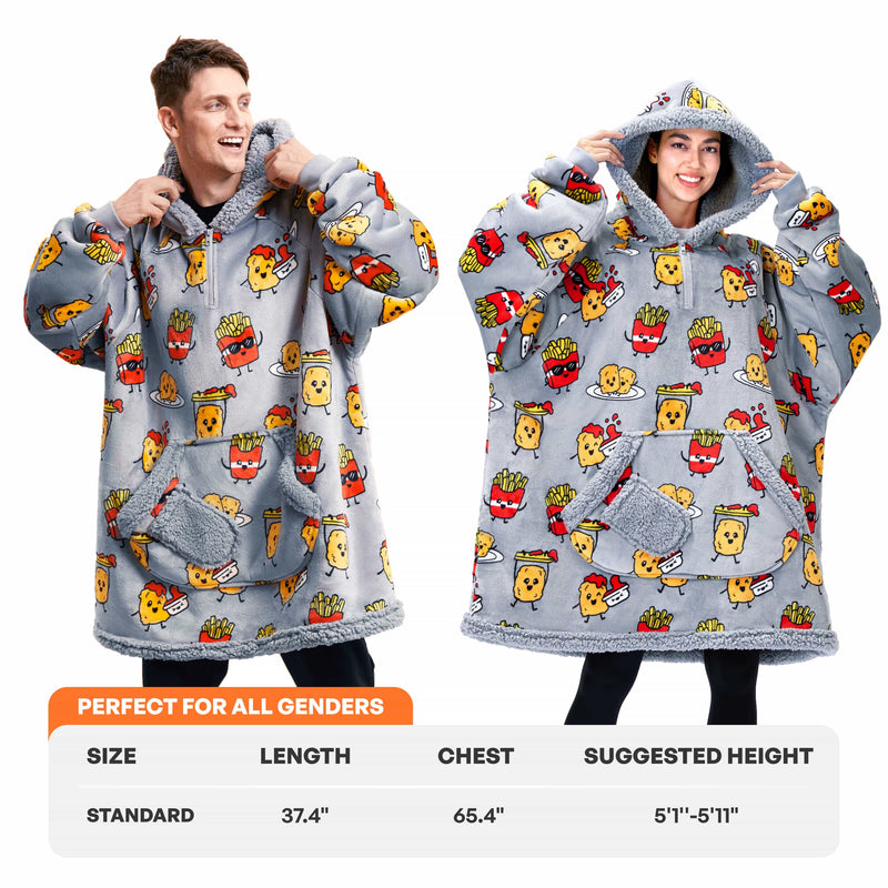 Adult Sherpa Wearable Blanket-Chicken nuggets and fries