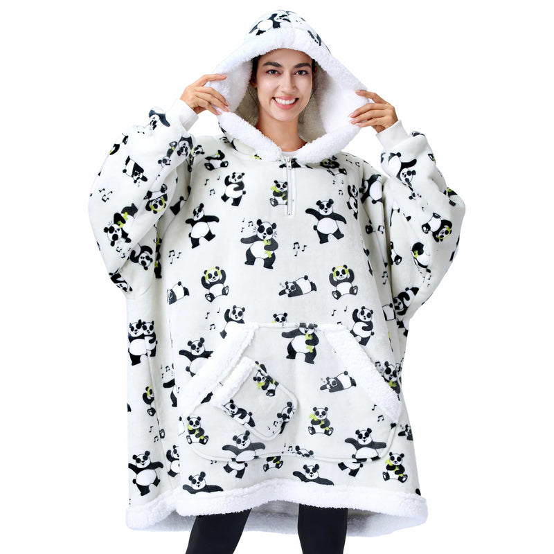 Adult Sherpa Wearable Blanket-Panda