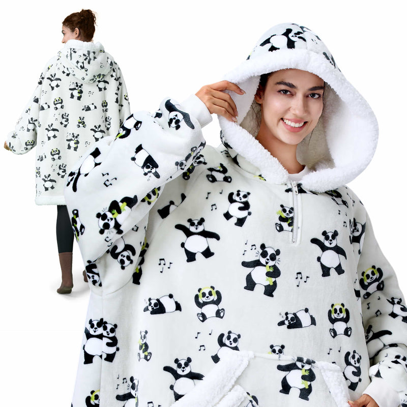 Adult Sherpa Wearable Blanket-Panda