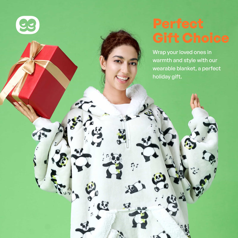 Adult Sherpa Wearable Blanket-Panda