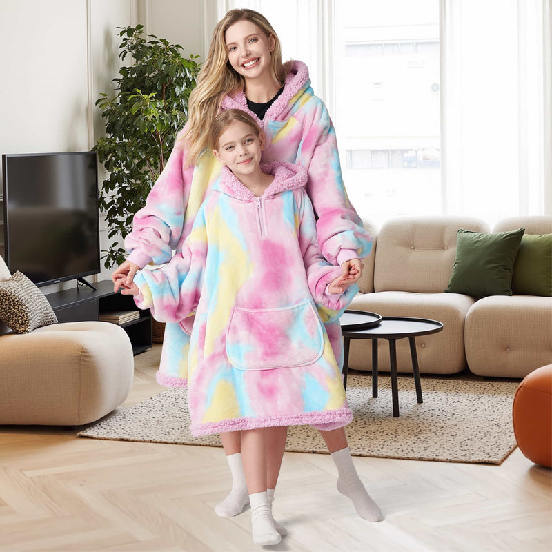 Kids' Sherpa Wearable Blanket-Cotton Candy Tie Dye