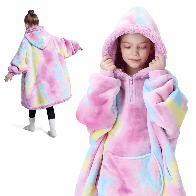 Kids' Sherpa Wearable Blanket-Cotton Candy Tie Dye