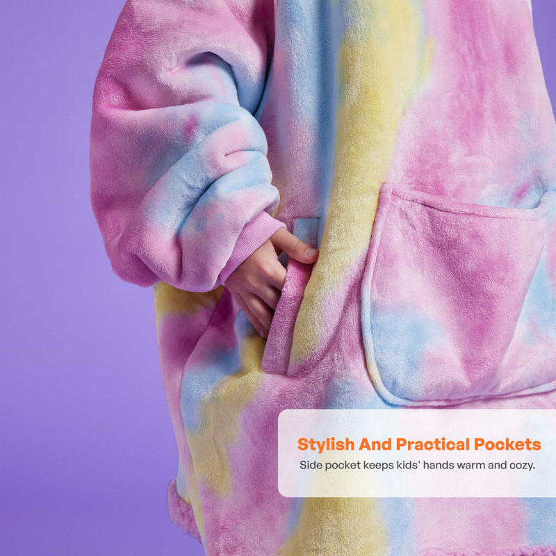 Kids' Sherpa Wearable Blanket-Cotton Candy Tie Dye