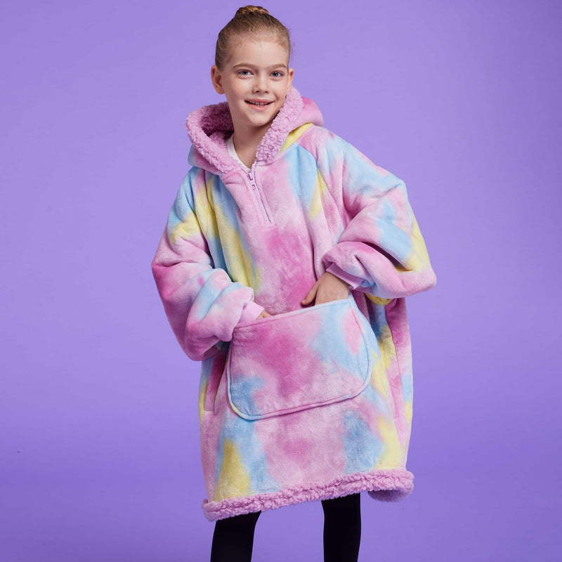 Kids' Sherpa Wearable Blanket-Cotton Candy Tie Dye