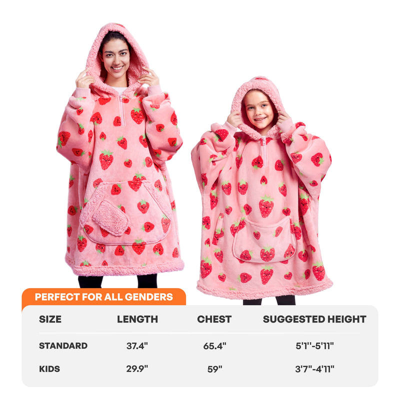 Kids' Sherpa Wearable Blanket-Strawberry