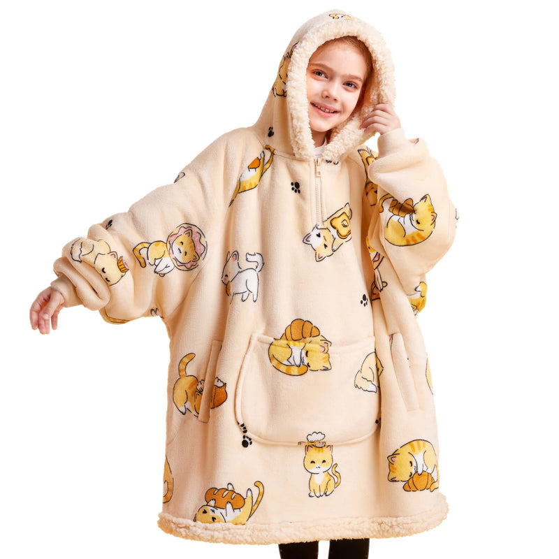 Kids' Sherpa Wearable Blanket-Cat