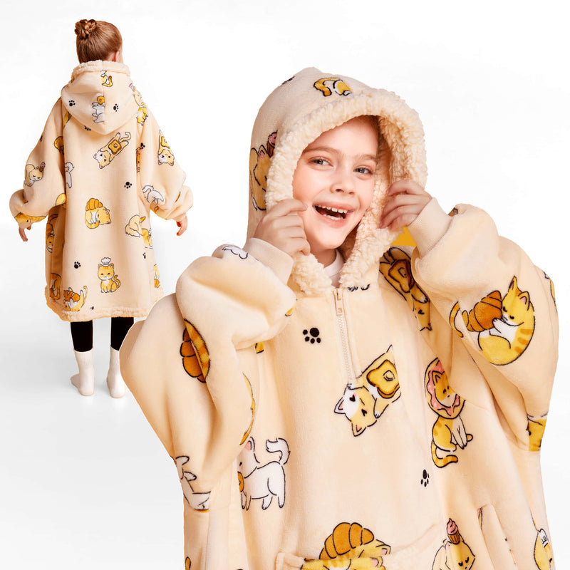 Kids' Sherpa Wearable Blanket-Cat