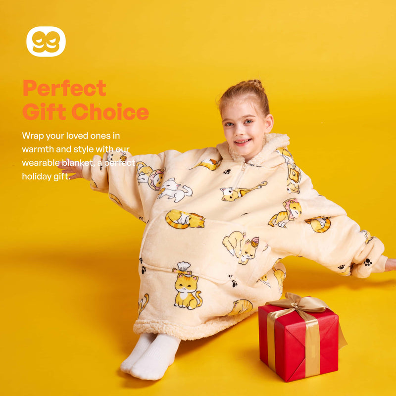 Kids' Sherpa Wearable Blanket-Cat