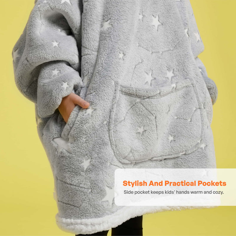 Kids' Sherpa Wearable Blanket-Star glow print