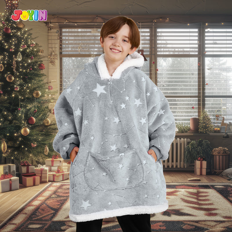 Kids' Sherpa Wearable Blanket-Star glow print