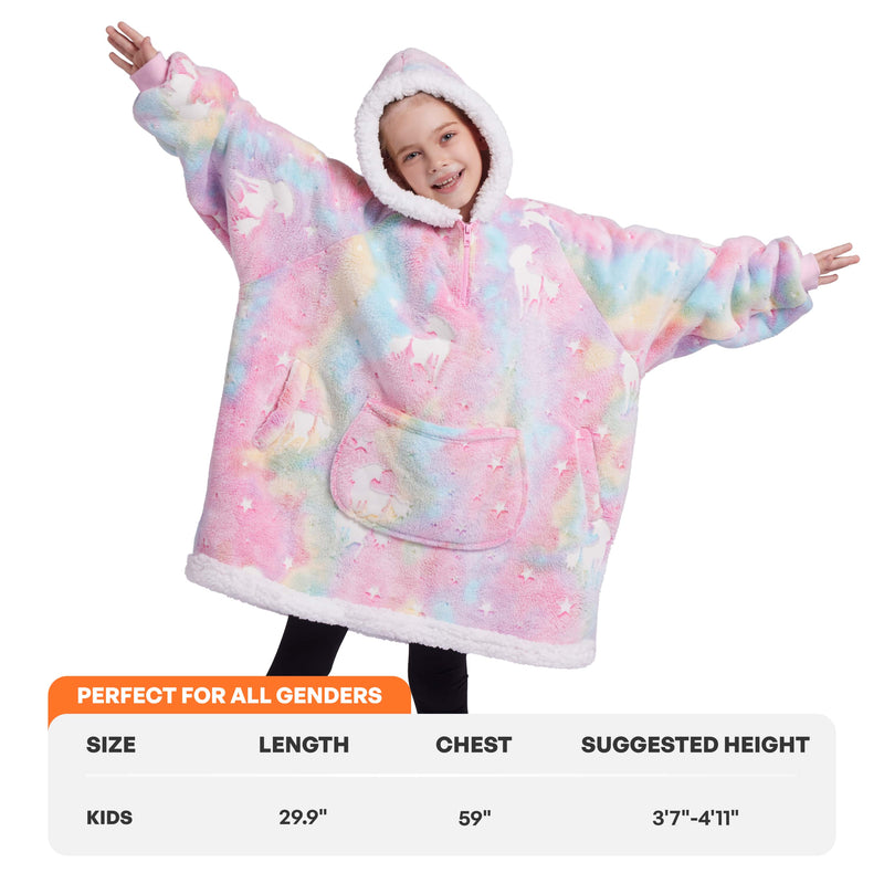 Kids' Sherpa Wearable Blanket-Unicorn glow print