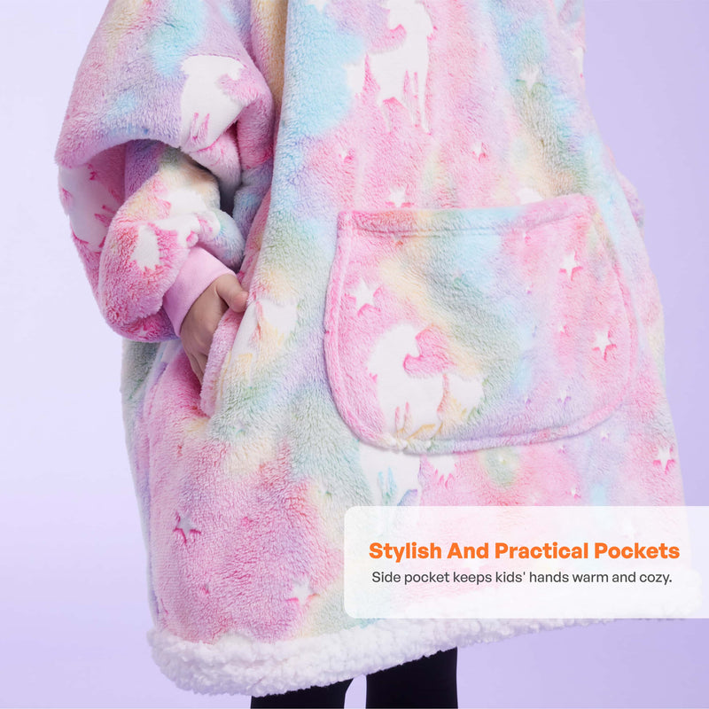 Kids' Sherpa Wearable Blanket-Unicorn glow print