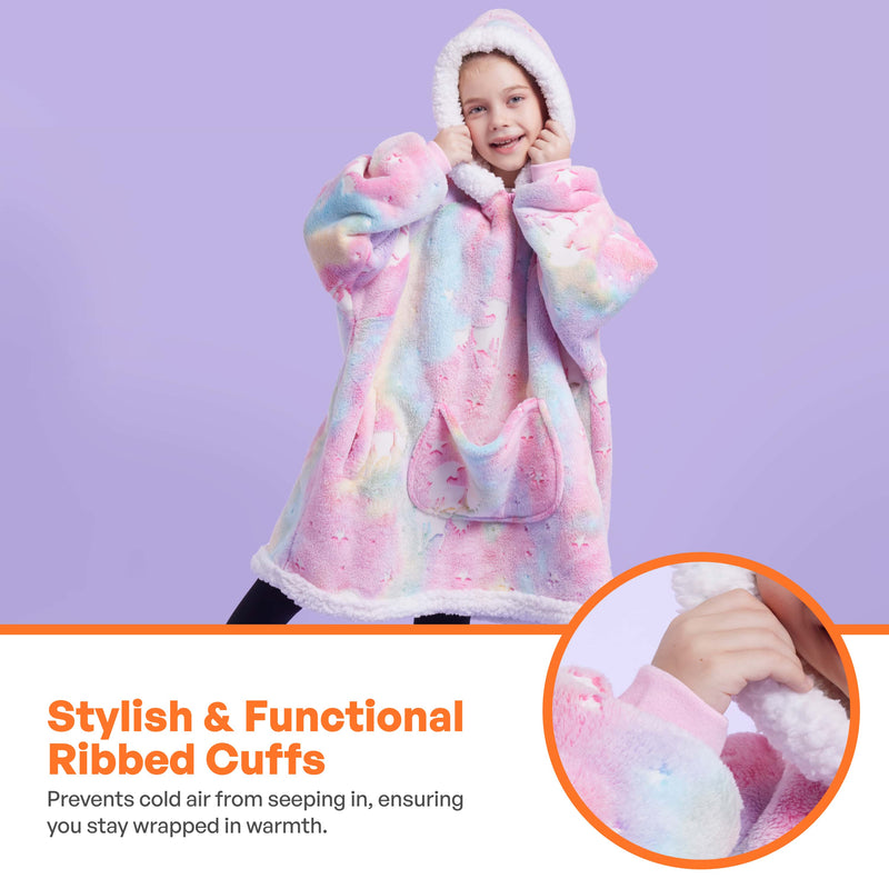 Kids' Sherpa Wearable Blanket-Unicorn glow print