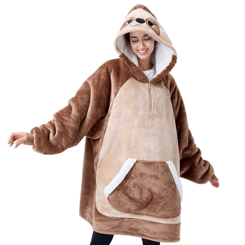 Adult Sherpa Wearable Blanket-Sloth Shape