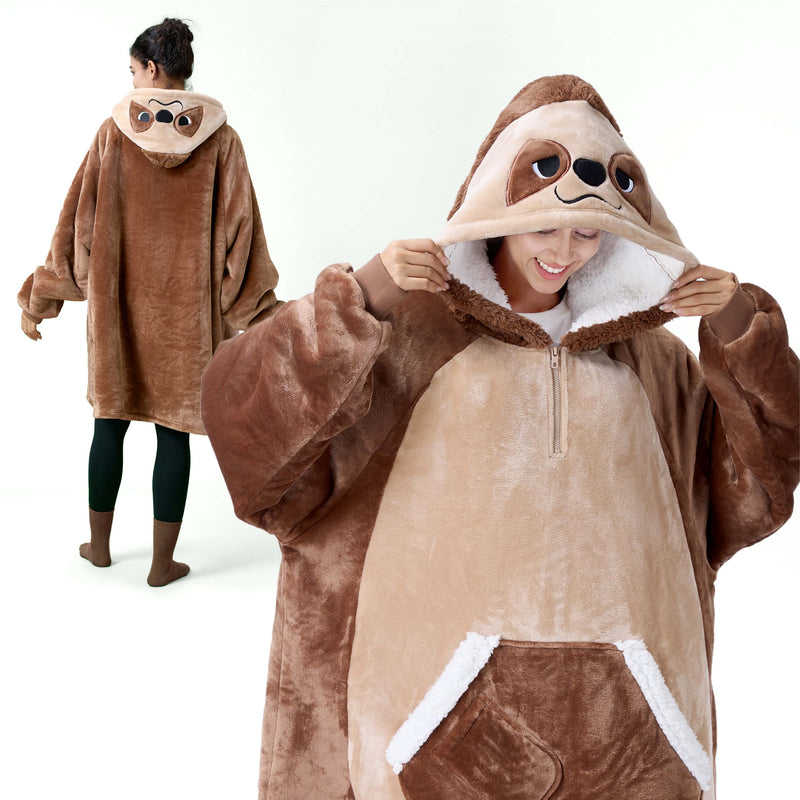 Adult Sherpa Wearable Blanket-Sloth Shape