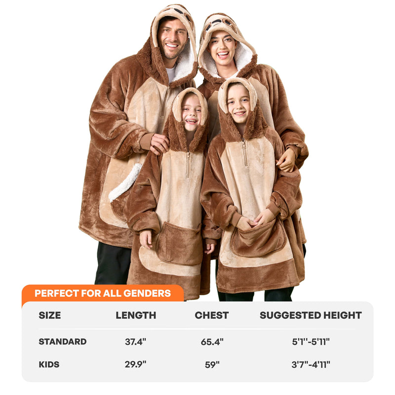 Adult Sherpa Wearable Blanket-Sloth Shape