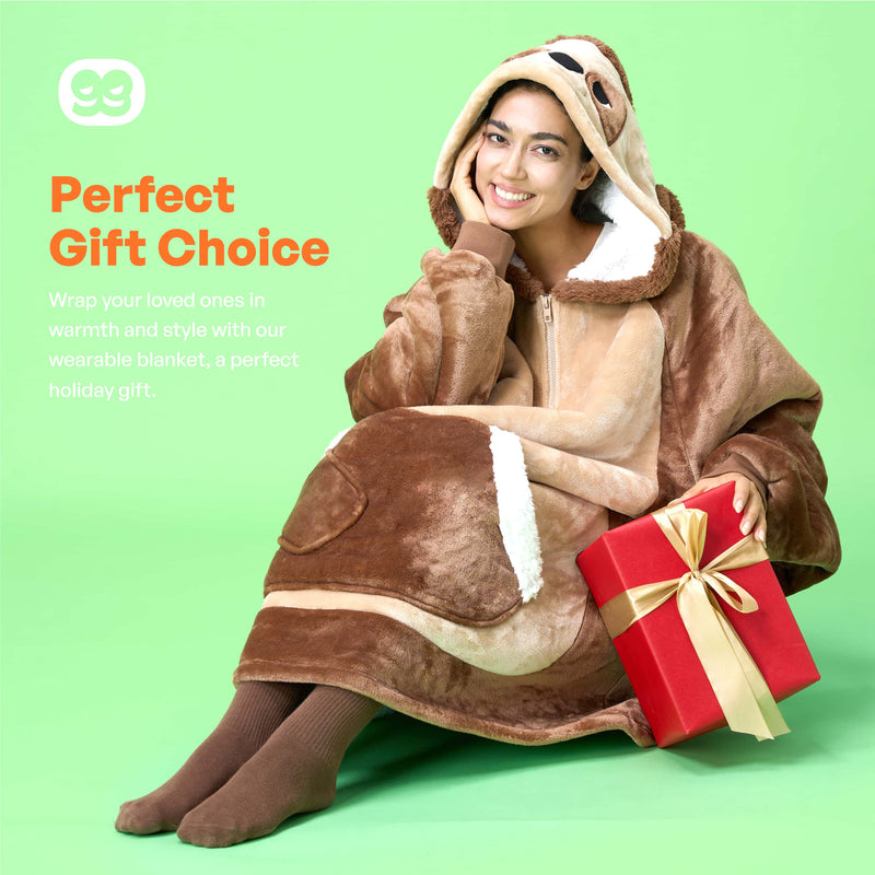 Adult Sherpa Wearable Blanket-Sloth Shape