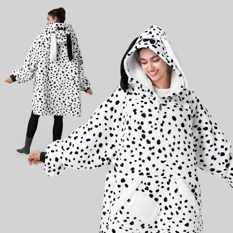 Adult Sherpa Wearable Blanket-Dalmatian Shape