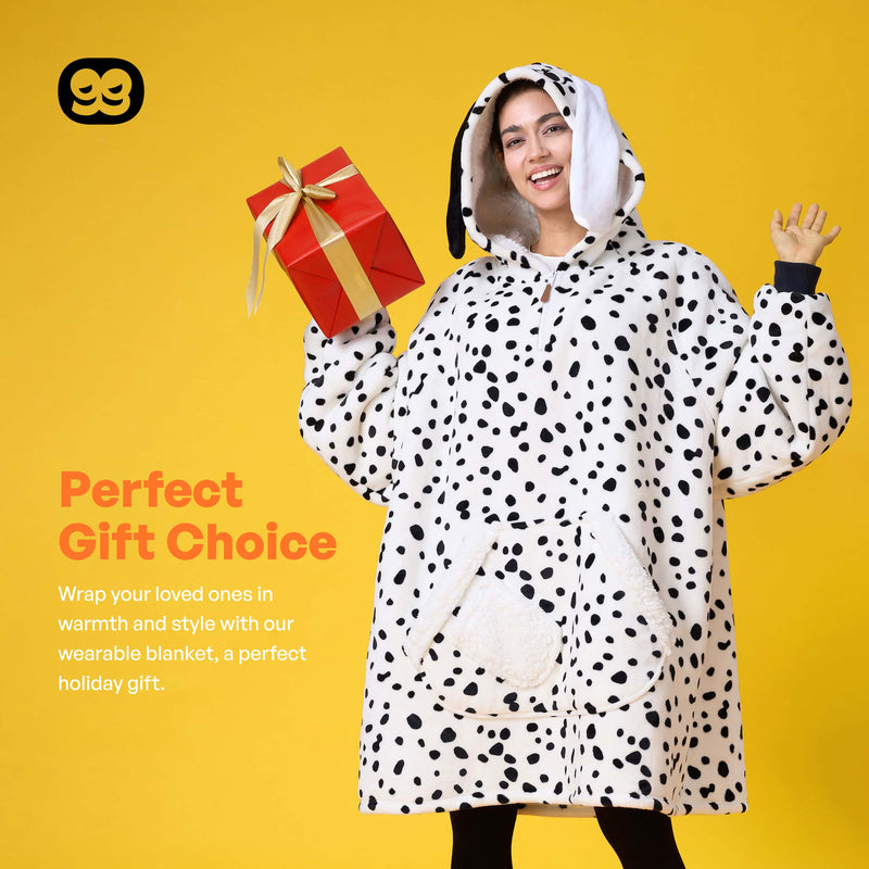 Adult Sherpa Wearable Blanket-Dalmatian Shape