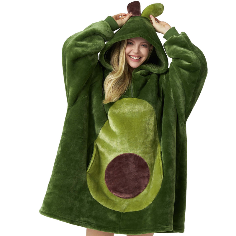 Adult Sherpa Wearable Blanket-Avocado Shape