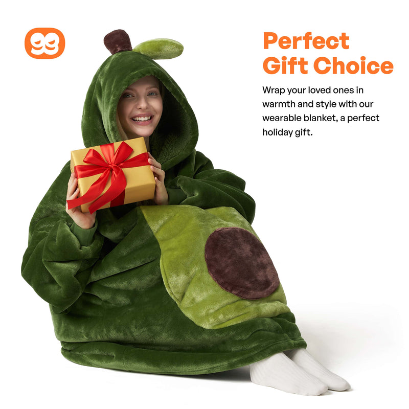 Adult Sherpa Wearable Blanket-Avocado Shape