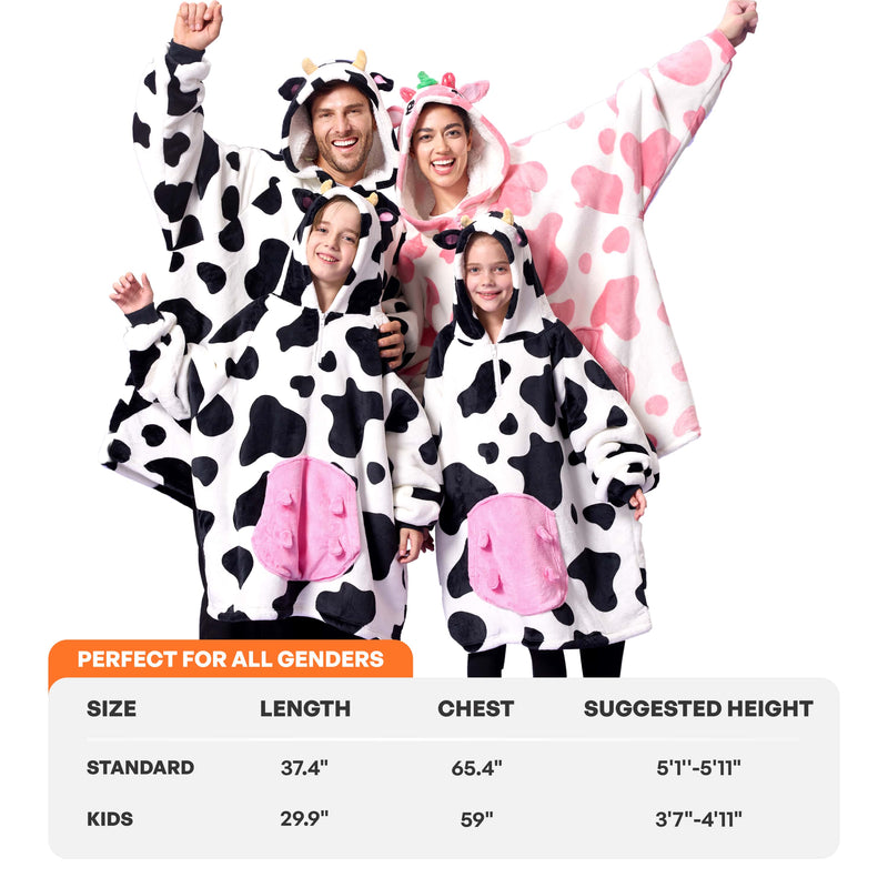 Adult Sherpa Wearable Blanket-Strawberry Cow Shape