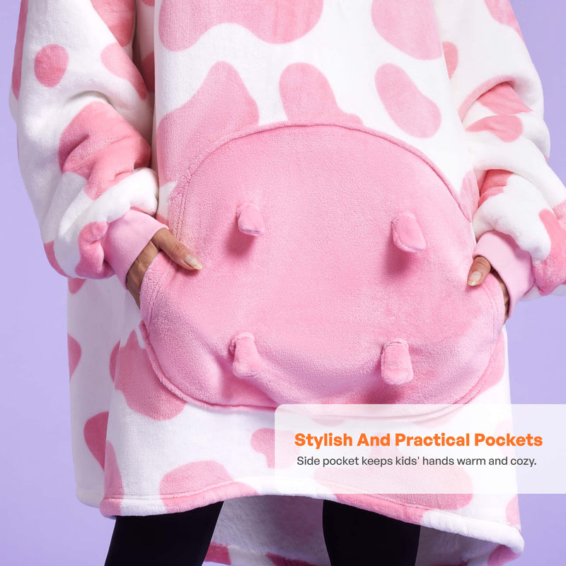 Adult Sherpa Wearable Blanket-Strawberry Cow Shape