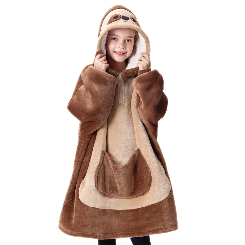 Kids' Sherpa Wearable Blanket-Sloth Shape