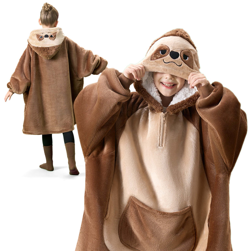 Kids' Sherpa Wearable Blanket-Sloth Shape