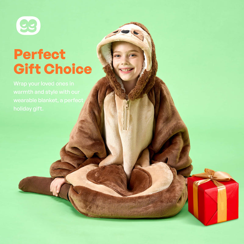 Kids' Sherpa Wearable Blanket-Sloth Shape