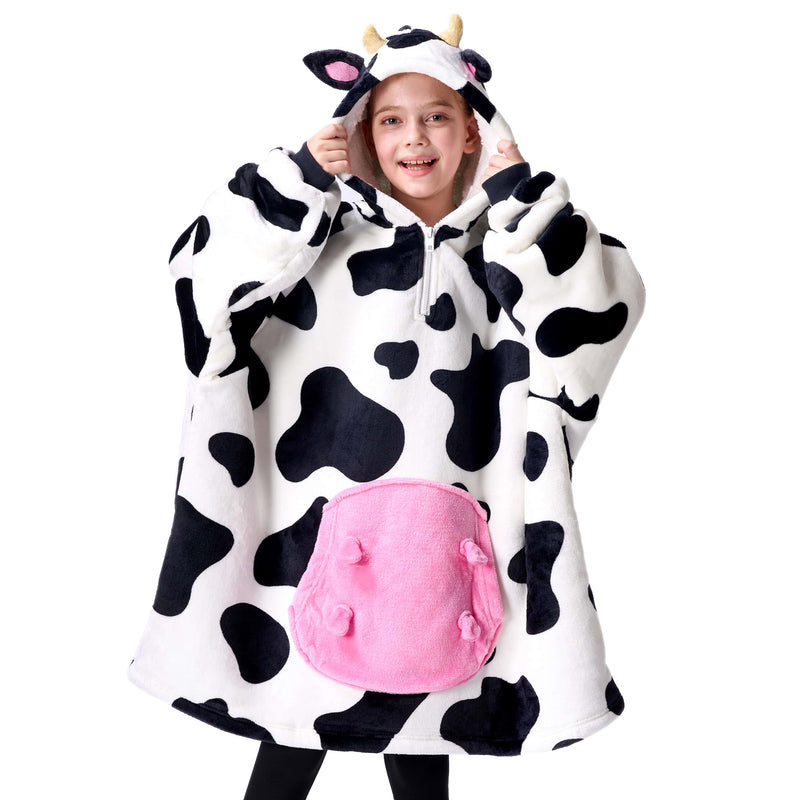 Kids' Sherpa Wearable Blanket-Cow Shape