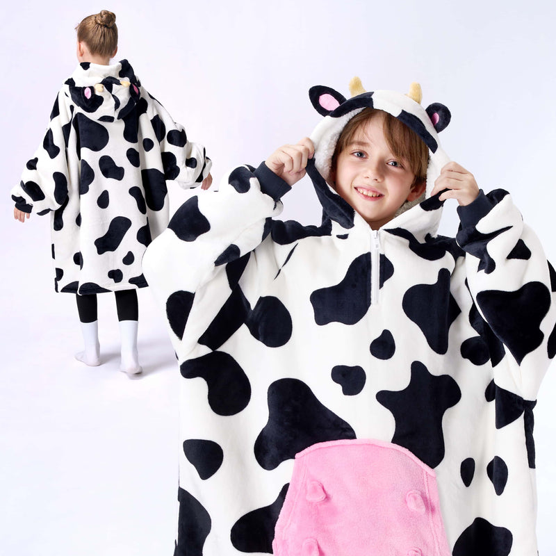 Kids' Sherpa Wearable Blanket-Cow Shape