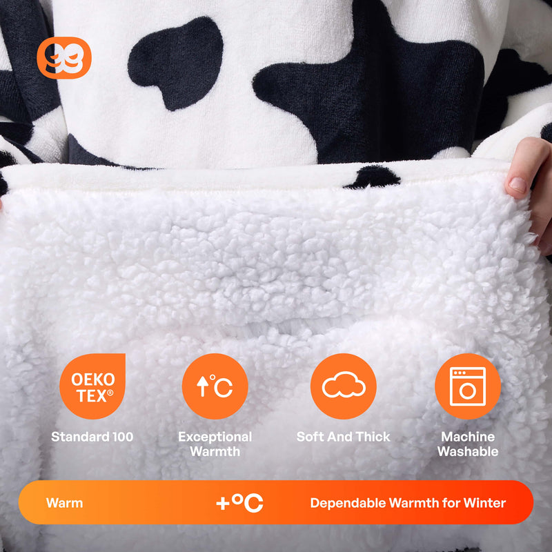 Kids' Sherpa Wearable Blanket-Cow Shape