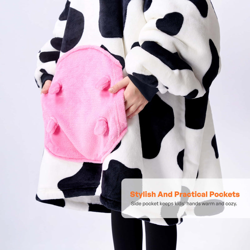 Kids' Sherpa Wearable Blanket-Cow Shape