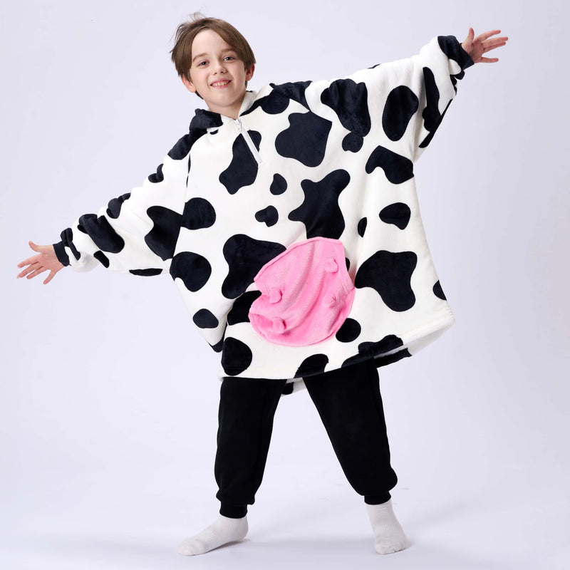 Kids' Sherpa Wearable Blanket-Cow Shape