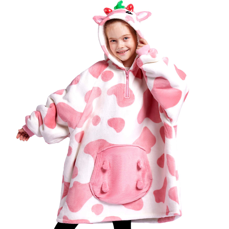 Kids' Sherpa Wearable Blanket-Strawberry Cow Shape