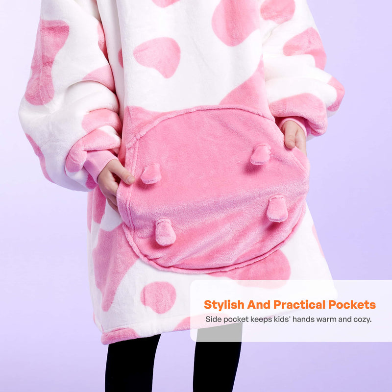 Kids' Sherpa Wearable Blanket-Strawberry Cow Shape