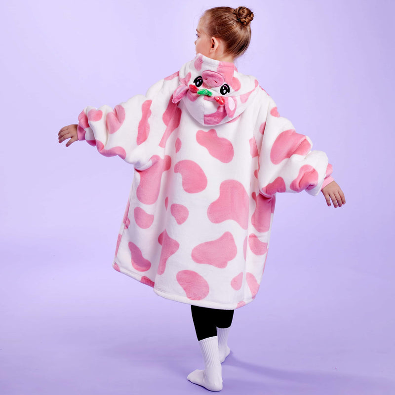 Kids' Sherpa Wearable Blanket-Strawberry Cow Shape