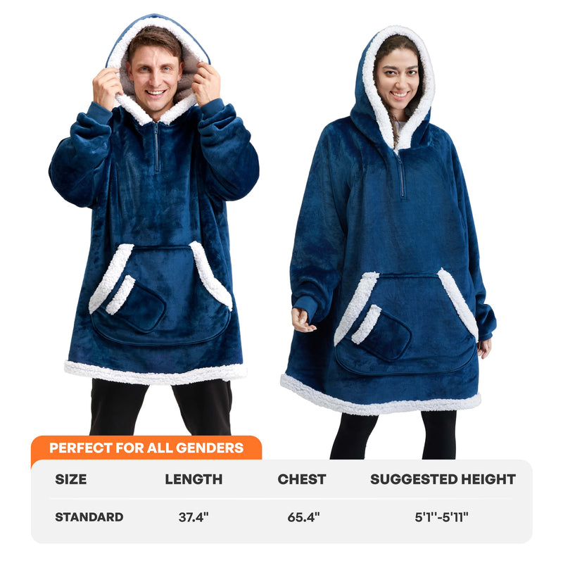 Adult Sherpa Wearable Blanket-Navy