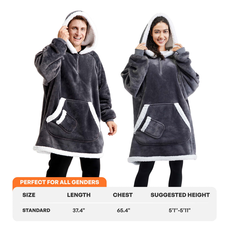 Adult Sherpa Wearable Blanket-Dark Gray