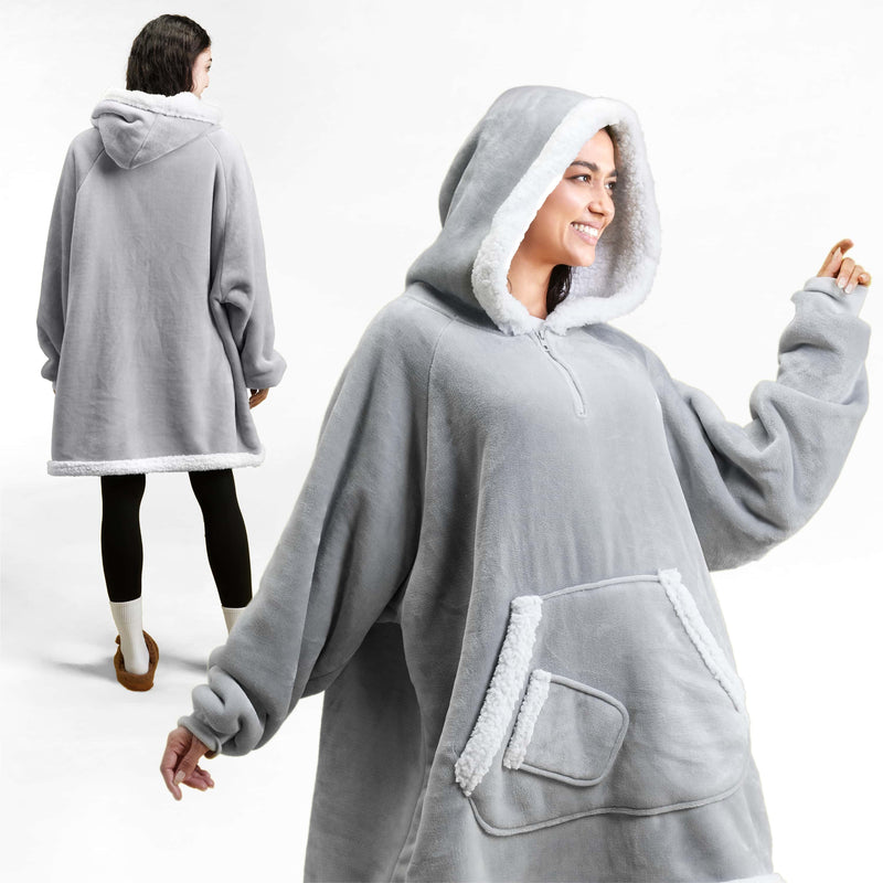 Adult Sherpa Wearable Blanket-Gray