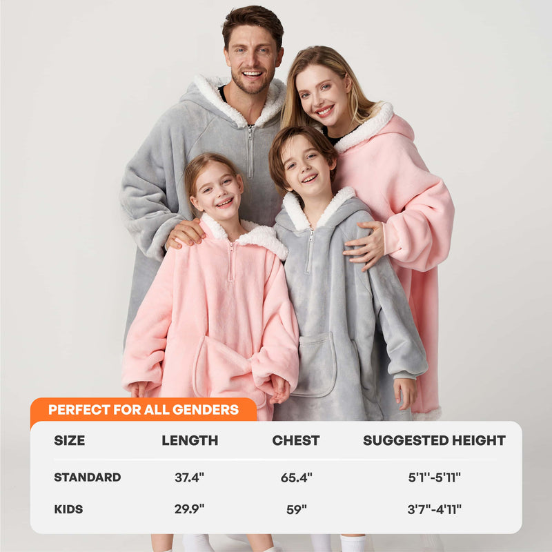 Adult Sherpa Wearable Blanket-Gray